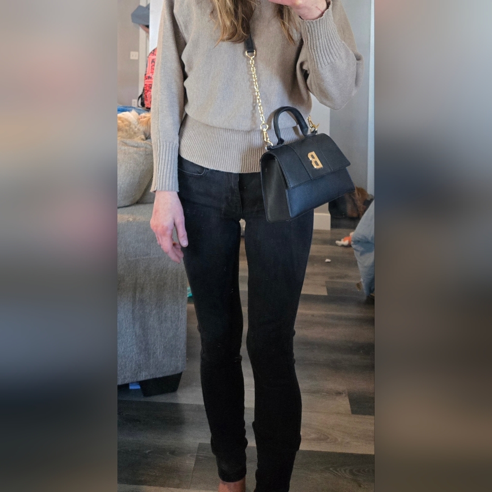 Bebe Amabella satchel in black with gold B logo New. Retail Is Is $99 - Picture 2 of 7